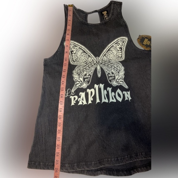 O’Neill Anna Sui flutter Tank Top Distressed Black Women, Size Small - Picture 5 of 7